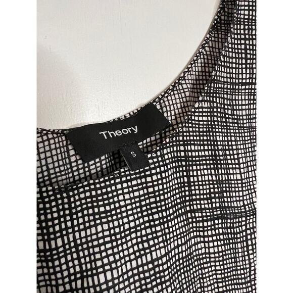 Theory Black White Pattern Silk Sleeveless Tank Top Size Small - Picture 6 of 6